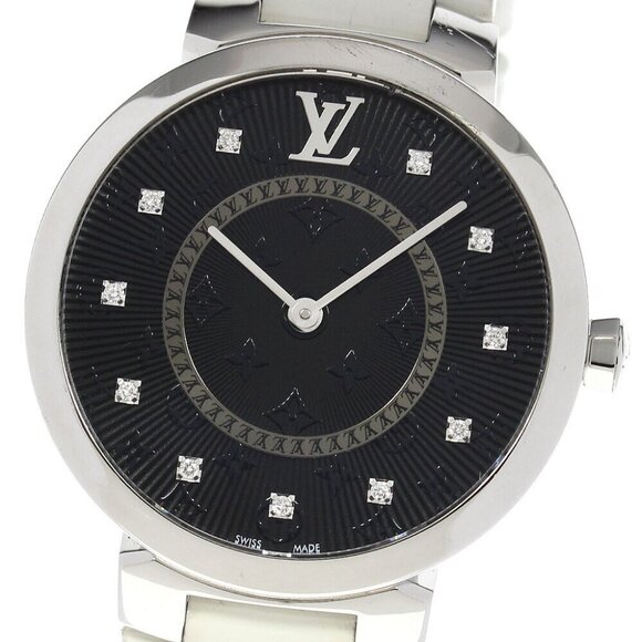 LOUIS VUITTON Tambour Slim MM QA144Z 11P diamond black Dial Quartz Ladies - Picture 5 of 13
